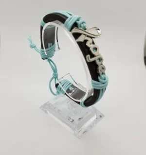 Light Blue Hope Leather Wristband