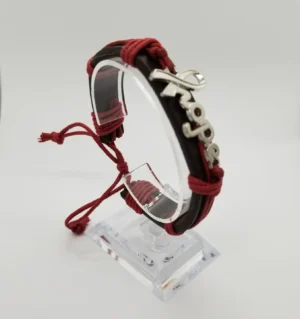 Burgundy Hope Leather Wristband