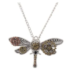Steampunk Dragonfly Pendant Necklace