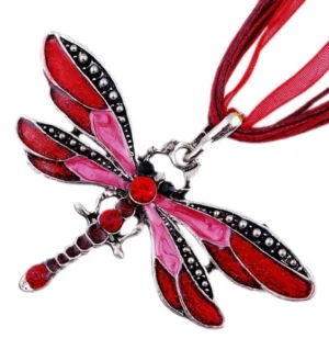 Burgundy Dragonfly Necklace