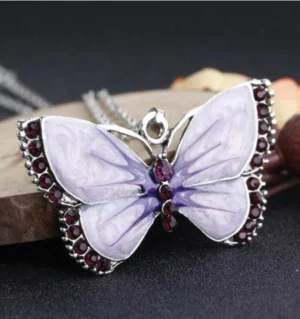 Enamel Butterfly Pendant Necklace by Will and Sandy