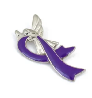 Purple Angel Ribbon Pin