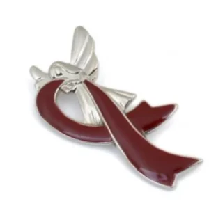 Burgundy Angel Ribbon Pin