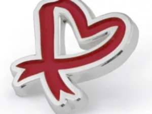 Burgundy Heart Ribbon Pin