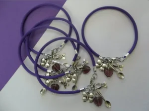 Awareness Bracelet with Spoons, Butterfly & Hope Charms