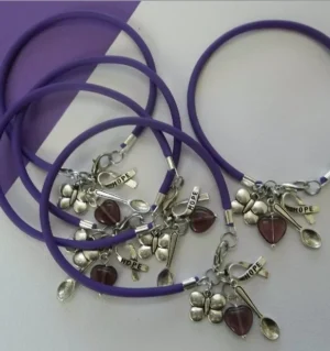 Awareness Bracelet with Spoons, Butterfly & Hope Charms