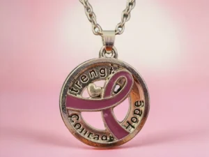 Awareness Purple Ribbon Silver Plated Strength Hope Courage Love Necklace