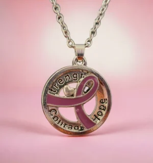 Awareness Purple Ribbon Silver Plated Strength Hope Courage Love Necklace