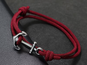 Handcrafted Men's Nautical Bracelet with a Double Layer, Adjustable Sliding Marine String