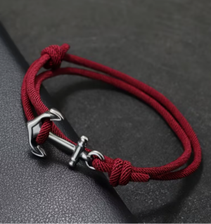 Handcrafted Men's Nautical Bracelet with a Double Layer, Adjustable Sliding Marine String